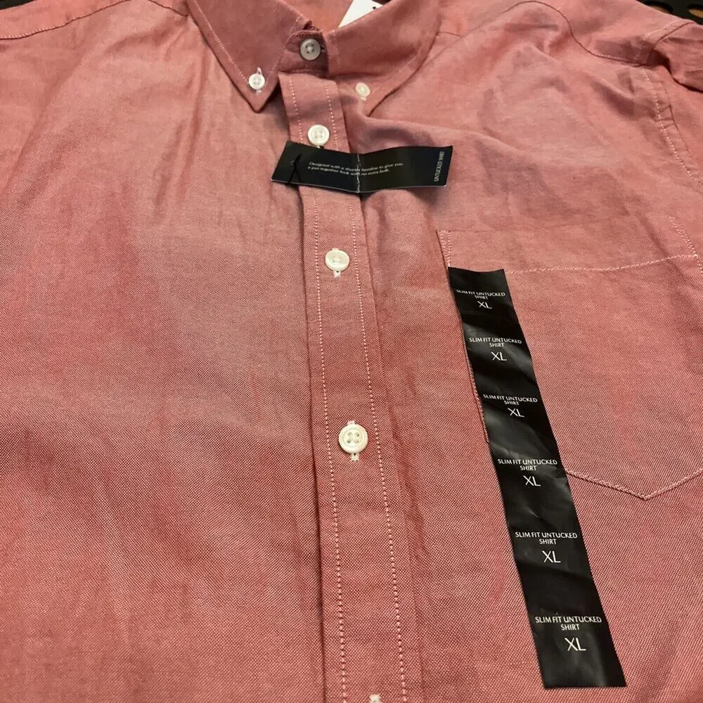 NWT Banana Republic‎ shirt, untucked Slim Fit XL MSRP$59 Red